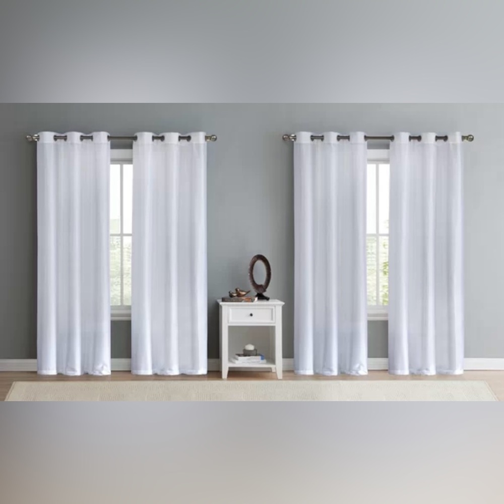 4 Panels White Semi Sheer Curtains NWT